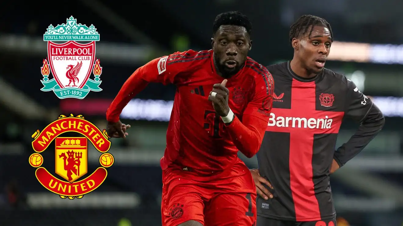 Liverpool set 'sights' on £45m 'secret weapon' as Man Utd warned over 'race' for alternative 1 Frimpong Davies Liverpool Guy Utd