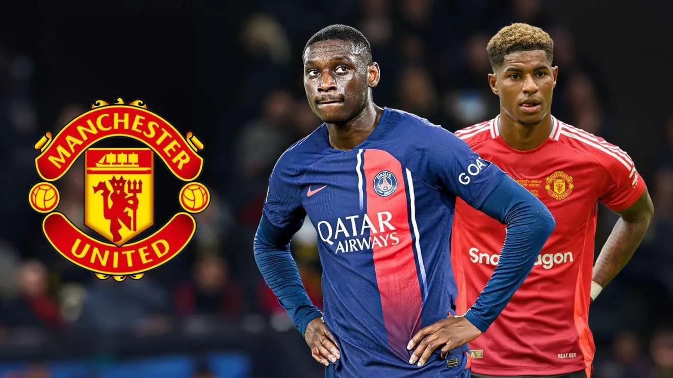 Why Man United could replace Marcus Rashford with Randal Kolo Muani 1 Randal Kolo Muani and also Marcus Rashford via the Individual Utd badge