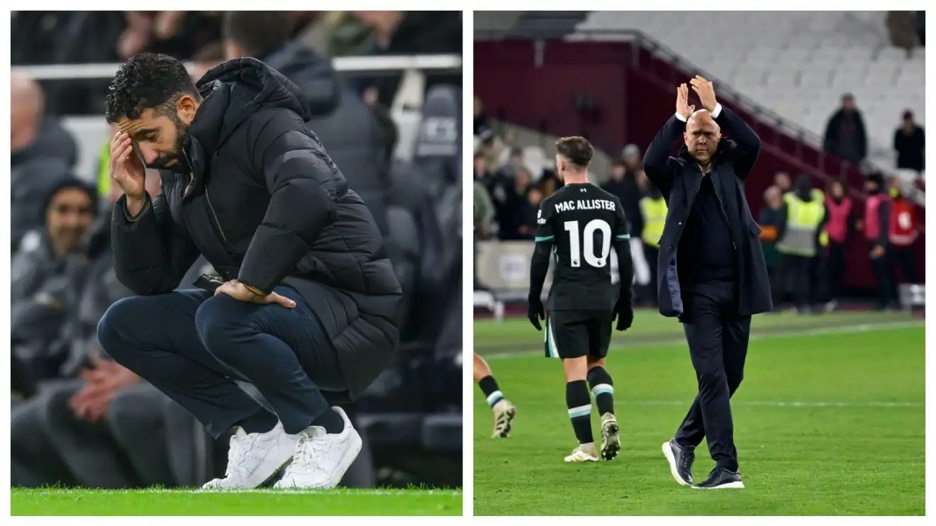 Why Liverpool rejected Ruben Amorim REVEALED as Man Utd face relegation battle 1 Ruben Amorim and Arne Slot