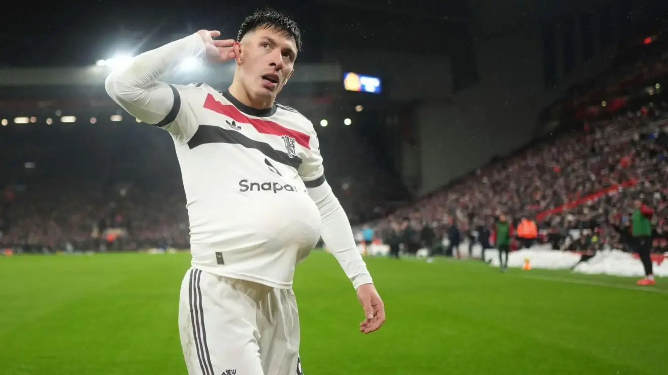 Manchester United exposed as Amorim and Neville 'speak volumes' while £97m pair show 'true colours' - Football365 1 Manchester United defender Lisandro Martinez celebrates against Liverpool