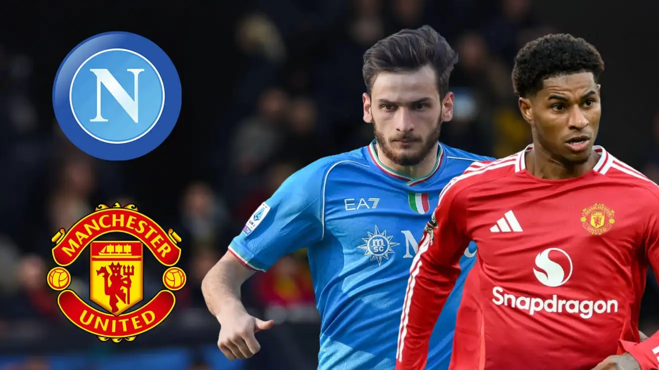 Man Utd attempt stunning PSG hijack as 'concrete' talks held with Napoli over Rashford swap for £71.2m winger 1 Rashford Kvaratskhelia Man Utd Napoli