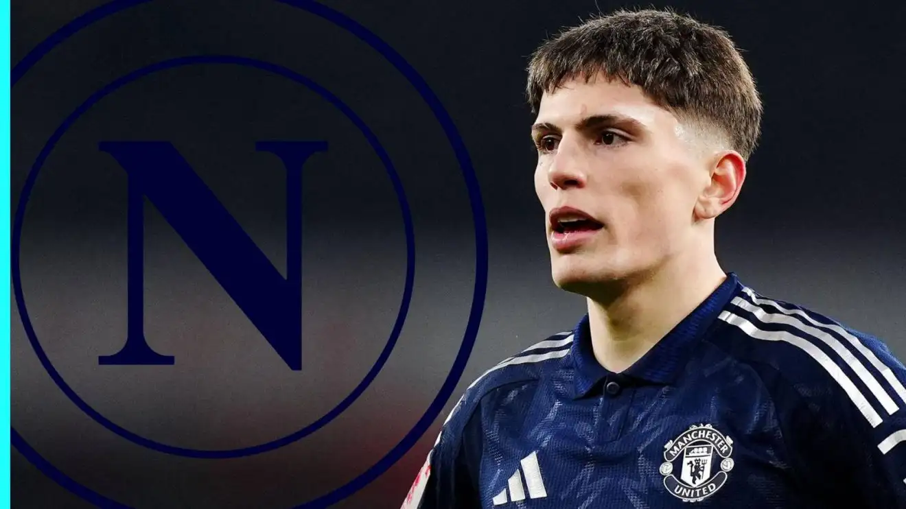 Man Utd transfer: Red Devils issue new Garnacho demand after €70m deal completed 1 Man Utd winger Alejandro Garnacho with the Napoli badge