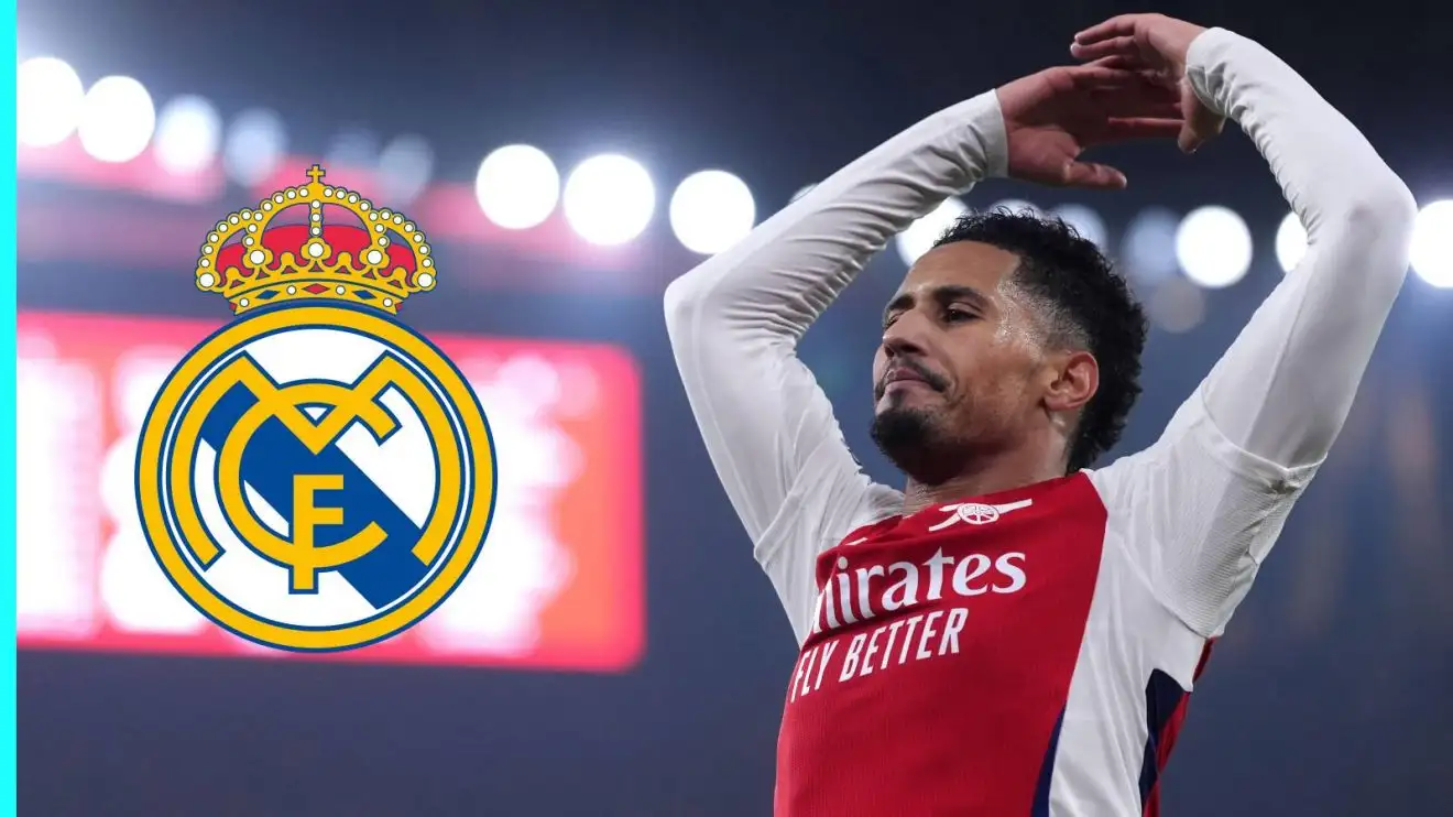 Real Madrid to 'expose' Arsenal error by signing 'indispensable' Arteta favourite 1 Arsenal protector William Saliba wearing the Real Madrid badge