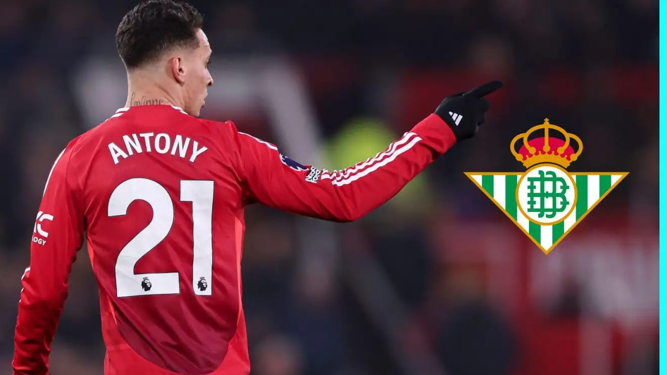 Man Utd receive two 'formal offers' for Ten Hag flop as Ruben Amorim 'approves' exit 1 Man Utd flop Antony doning the Real Betis badge
