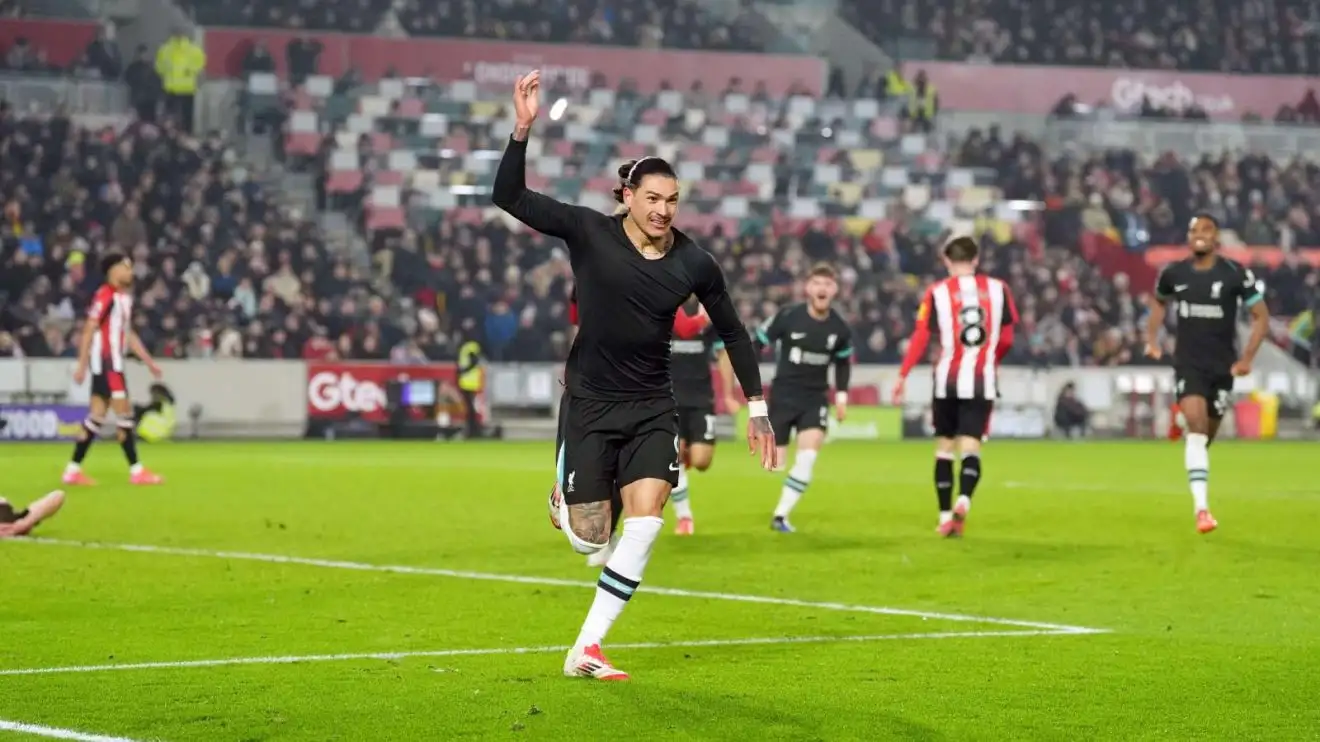 Liverpool: Slot explains when Darwin is 'at his best' as 'impact' v Brentford praised 1 Liverpool striker Darwin Nunez celebrates racking up a last-minute impulse