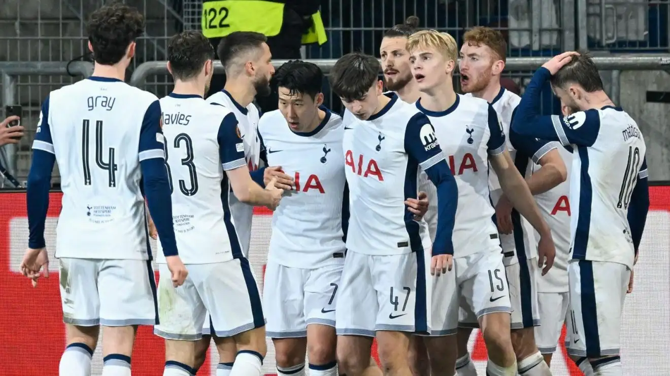 Tottenham celebrate a Son Heung-min goal in a 3-2 Europa League win at Hoffenheim