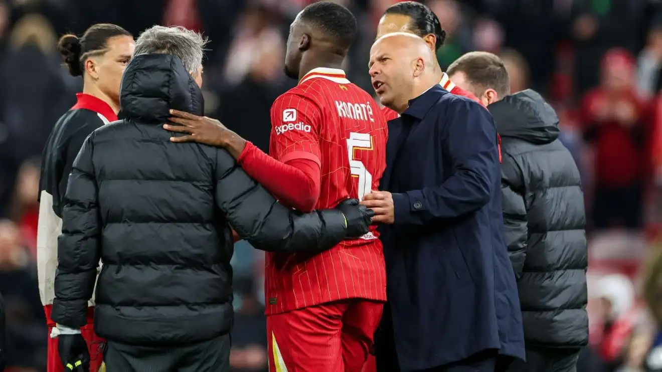 Arne Slot press conference: Injury-prone Liverpool star boost; key midfielder injured for Ipswich visit 1 Liverpool head coach Arne Slot checks on the irritated Ibrahima Konate