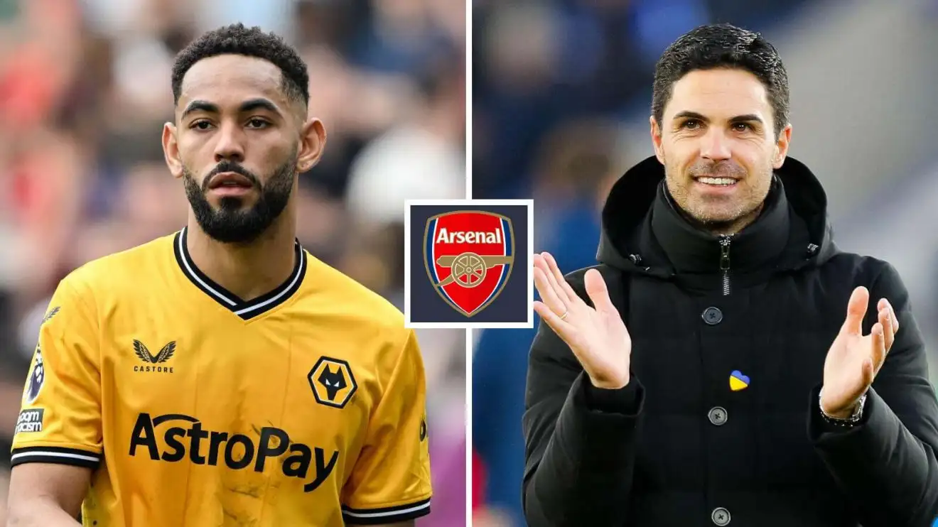 Cunha to Arsenal? Arteta confirms 'actively looking' at striker transfer as Gunners 'lack goals' 1 Matheus Cunha and Mikel Arteta with the Medley badge