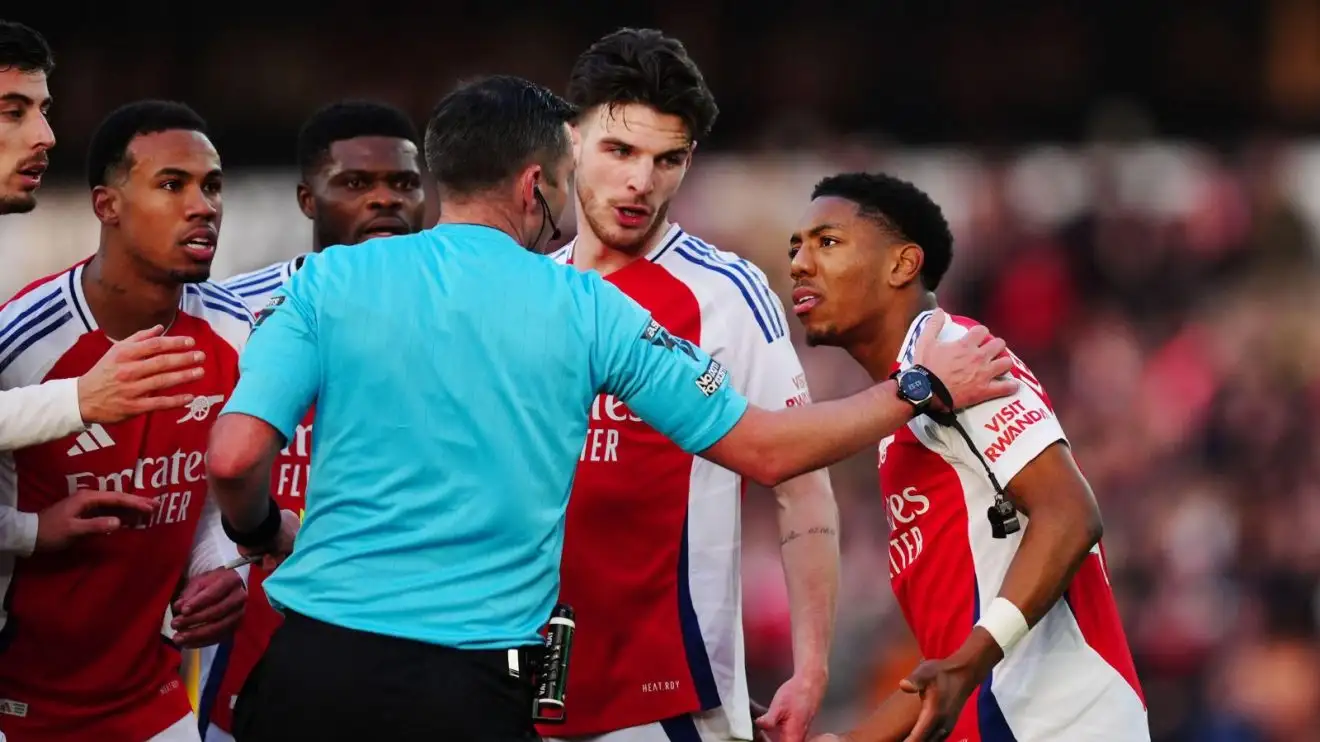 Arsenal complaints continue as they are 'refereed differently' to put them at 'disadvantage' 1 Mishmash players surround referee Michael Oliver