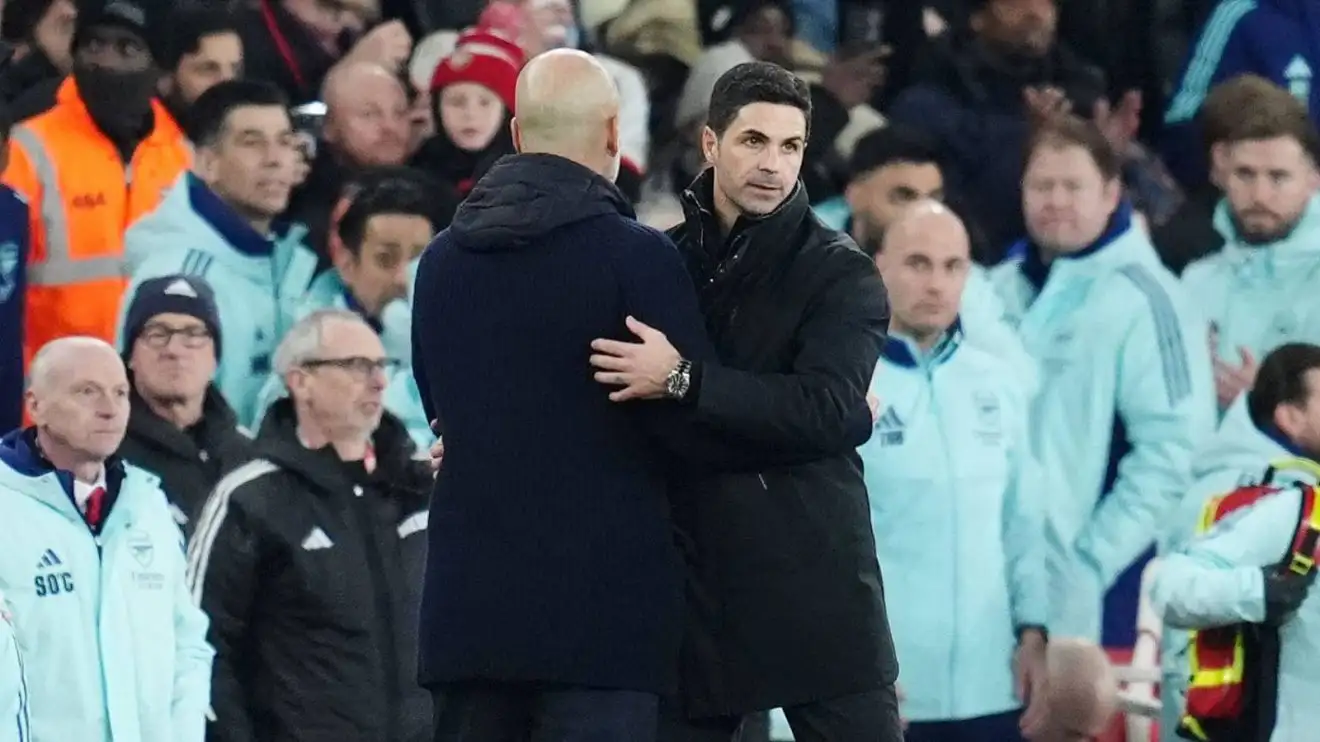 Arsenal tear Man City 'to shreds' as Citizens reach 'a new low' in heavy defeat 1 Pep Guardiola, Mikel Arteta, February 2025