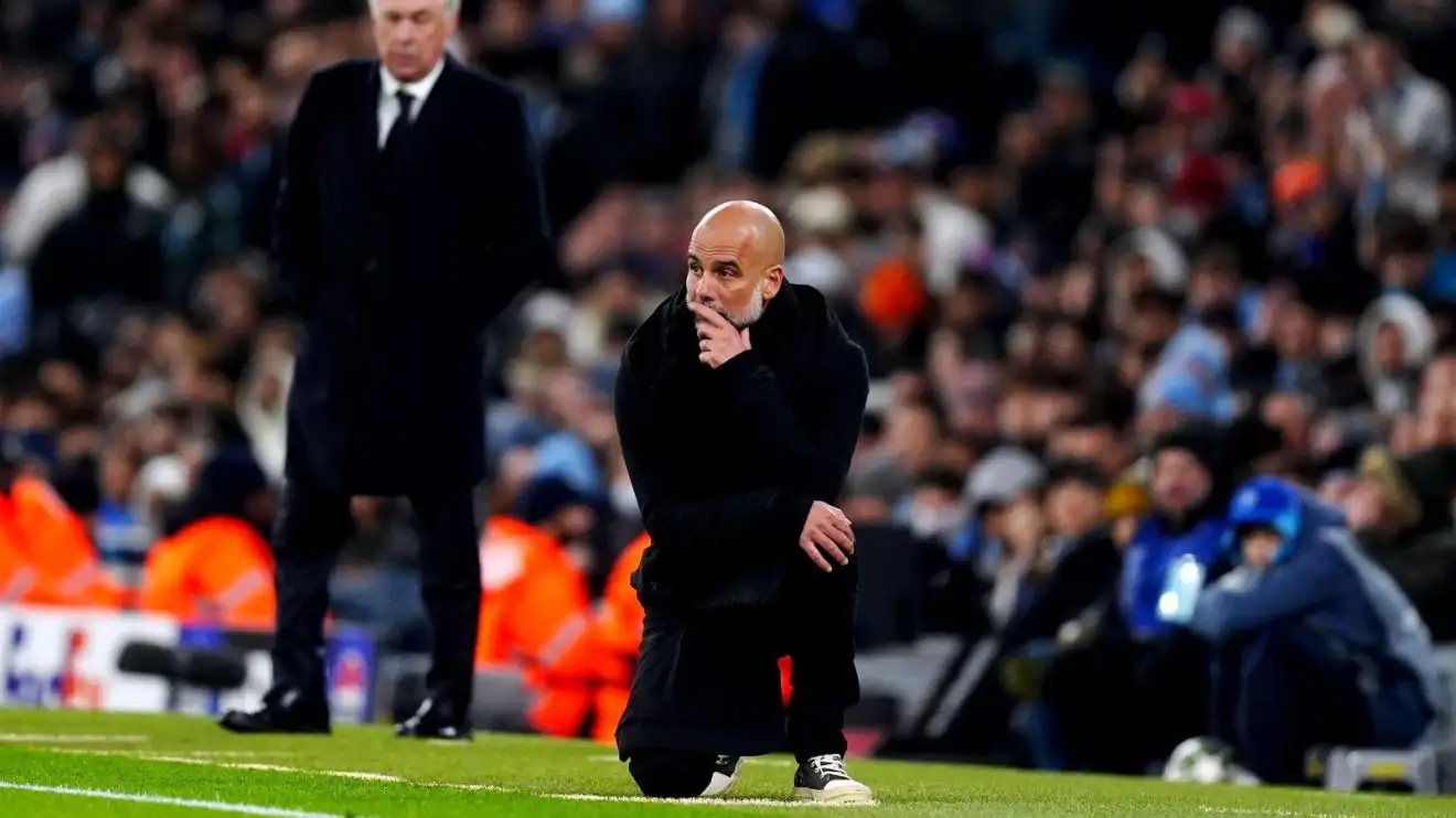 Manchester City manager Pep Guardiola reacts against Real Madrid