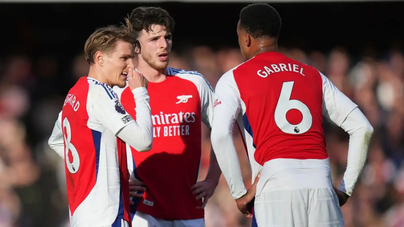 'Appalling' Arsenal man criticised by former Spurs striker 1 Loan incorporation triad Martin Odegaard, Declan Rice and Gabriel during a match