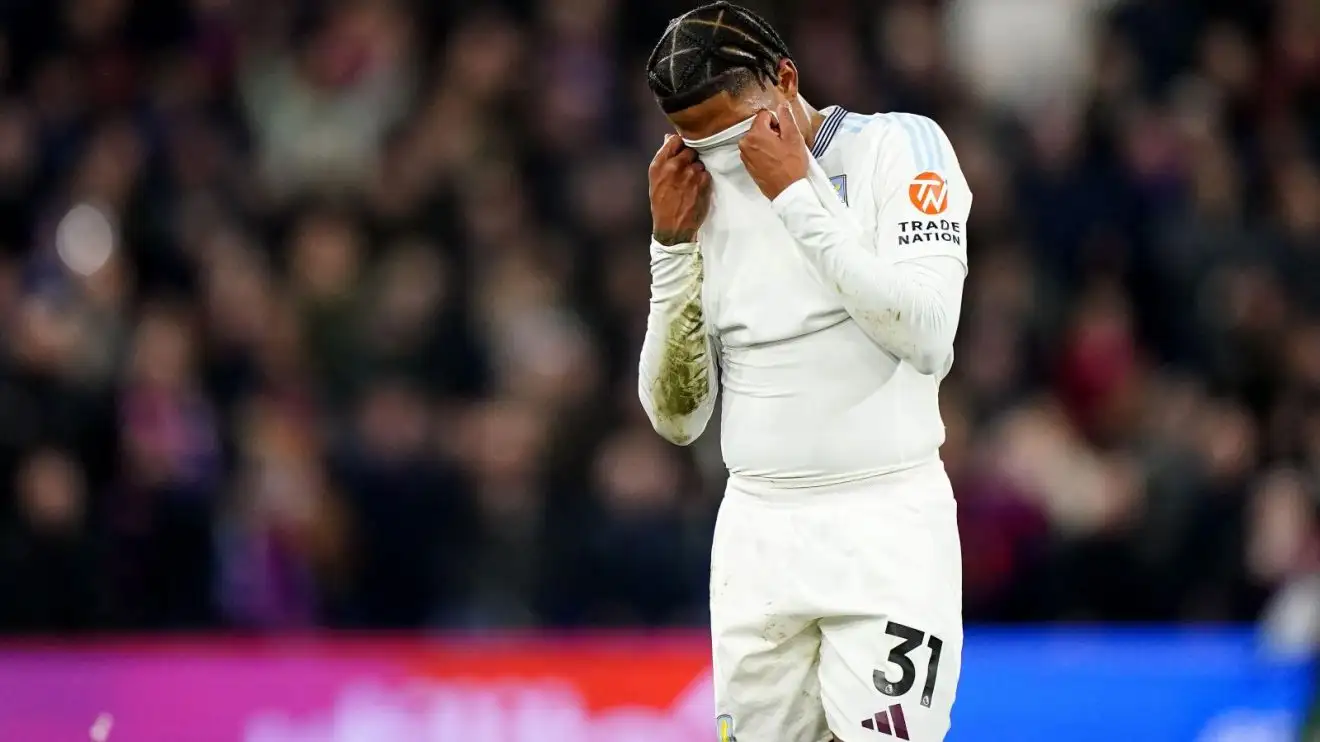 Thank f**k for chaotic Premier League top half as Liverpool run away with title 1 Aston Suite winger Leon Bailey grips his head in his shirt