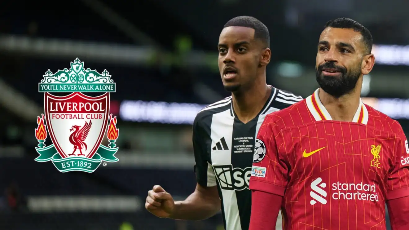 Salah 'replaced' by new Liverpool team-mate as Isak drops bombshell statement 1 The Liverpool badge along with Alexander Isak and Mo Salah.