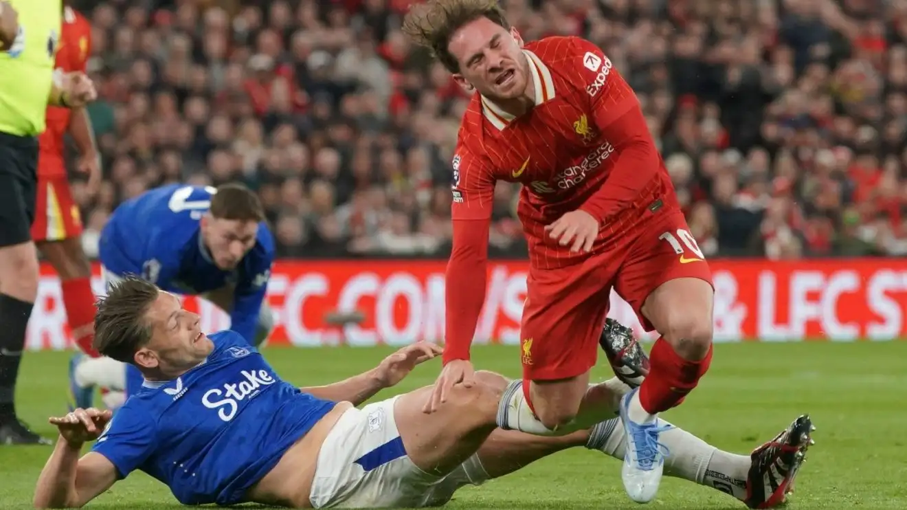 Mac Allister is lucky to not have a broken leg! 1 James Tarkowski nasty on Alexis Mac Allister