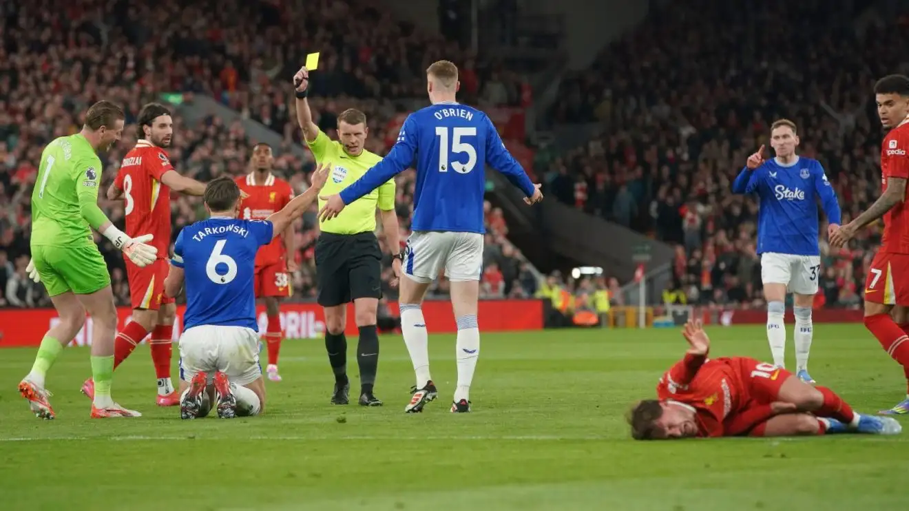 PGMOL 'bias' against Liverpool revealed 1 James Tarkowski receives yellow v Liverpool