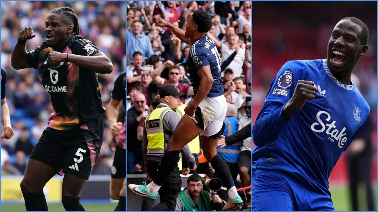 Caleb Okoli, Ollie Watkins and Abdoulaye Doucoure all celebrate