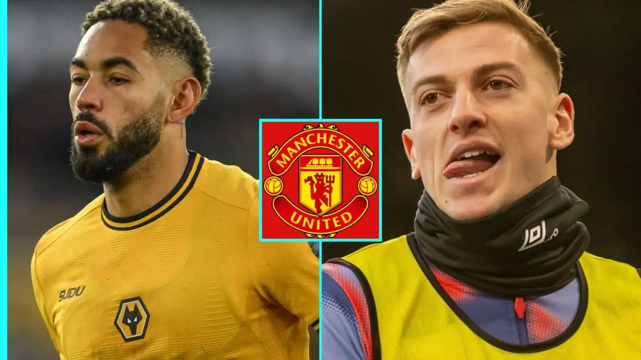 Man Utd Cunha transfer 'very close' as Ratcliffe 'intends to trigger' £92m clauses 1 Matheus Cunha and Liam Delap using the Male Utd badge