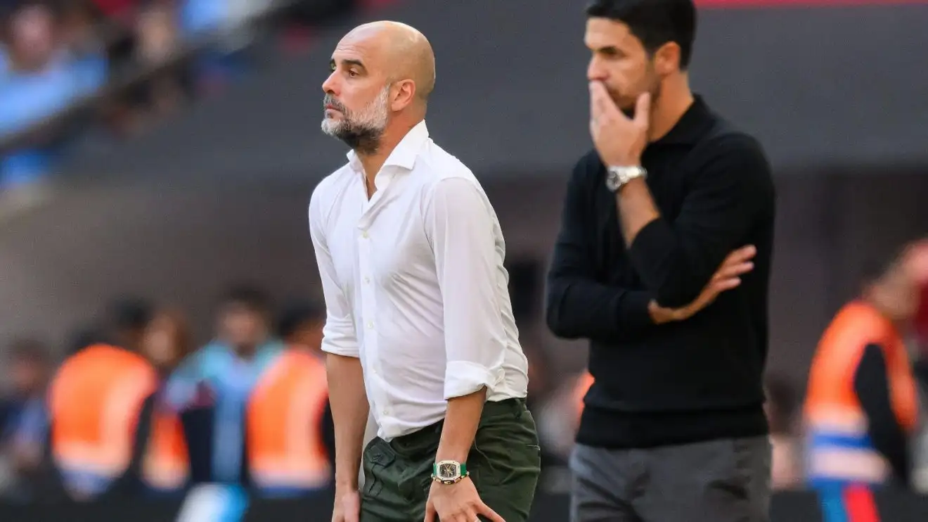 Man City 'forcing' Arsenal to give 'key financial evidence' in APT legal case 1 Pep Guardiola and Mikel Arteta flair on during a arcade