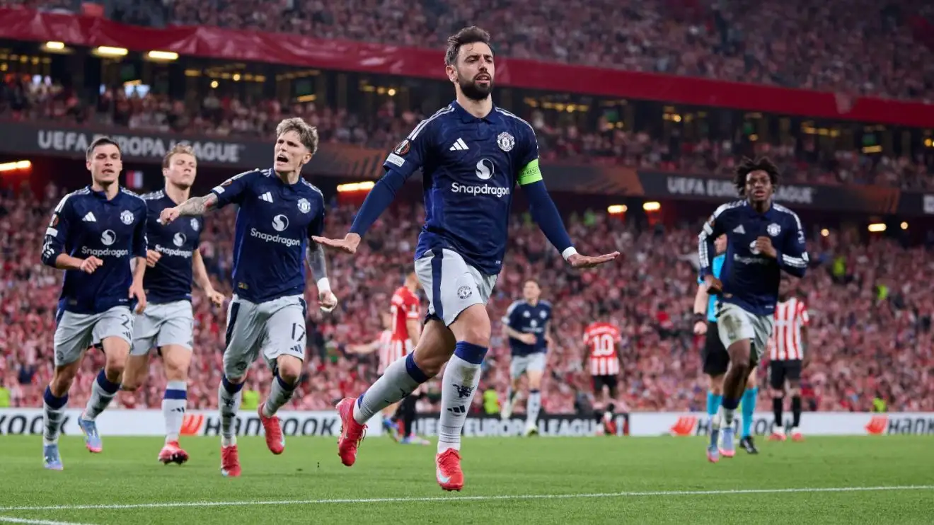 Man Utd emphatic in Bilbao and have one foot in Europa League final 1 Guy Utd captain Bruno Fernandes exalts his urge