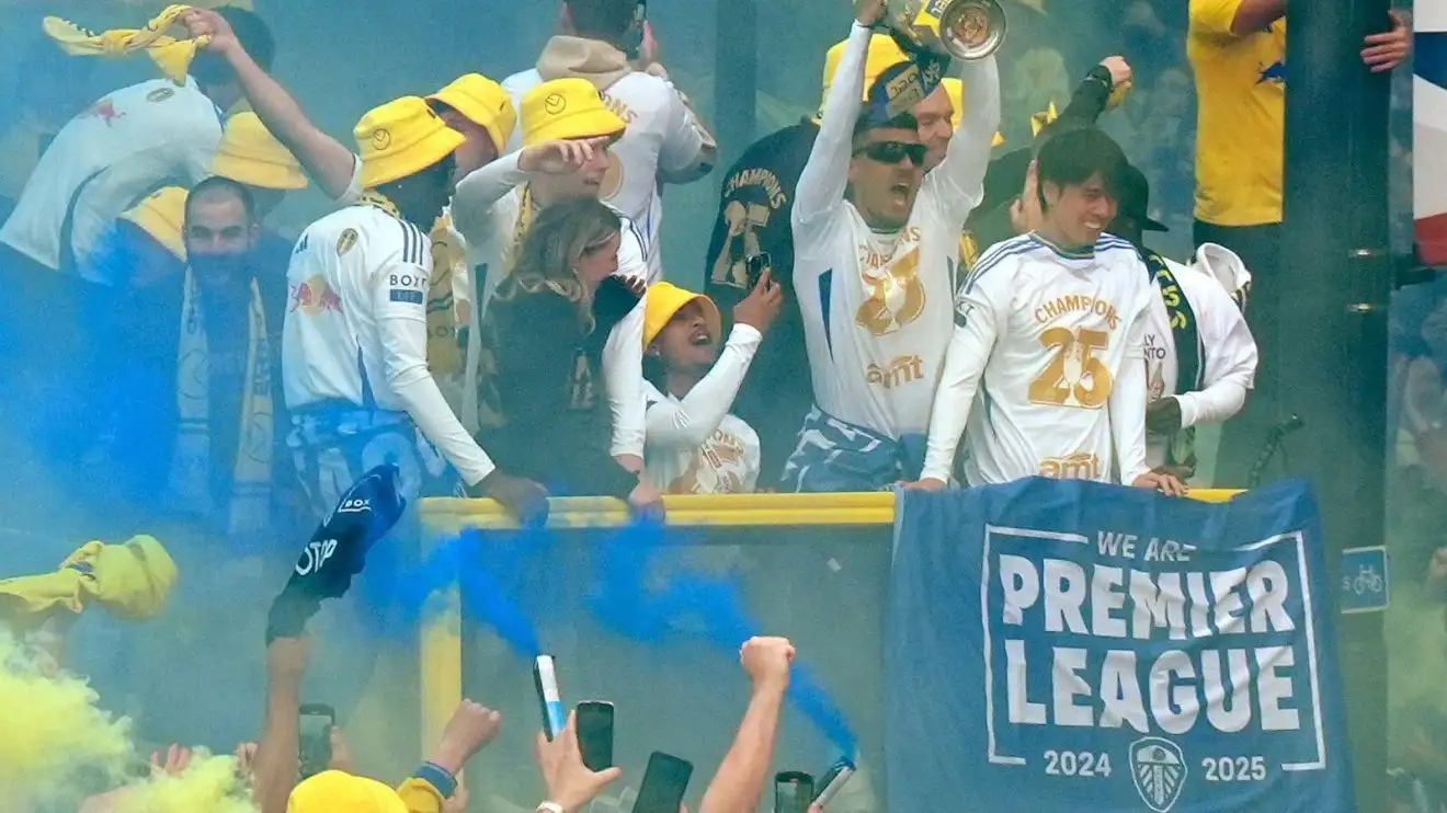 Leeds chief Marathe makes 'best in Europe' claim as drunk Ampadu lets transfer news slip 1 Leeds United's responsive-height bus promo celebration