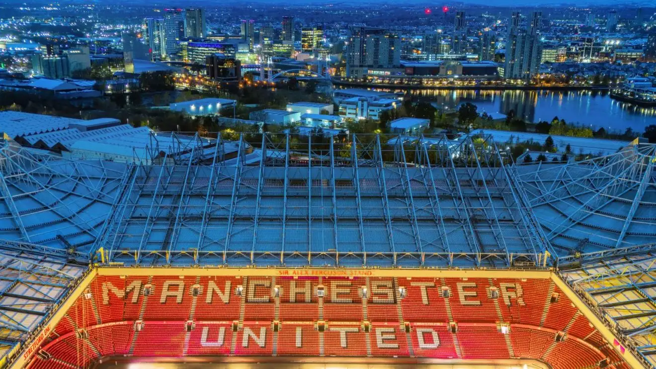 Man Utd handed fresh 'two-star hygiene rating' over 'mouse droppings' 1 Airborne Photograph of Manchester United, Worn Trafford Arena