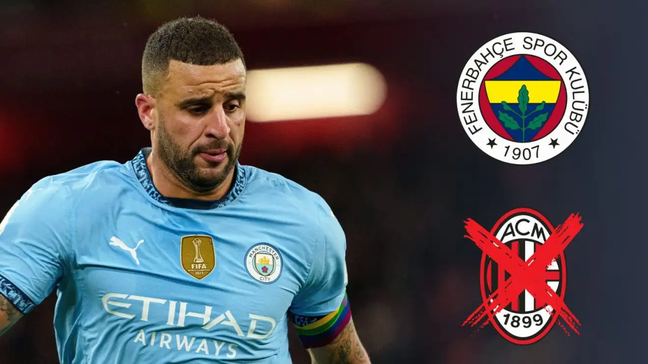 Man City outcast Walker receives 'two-year contract offer' from Fenerbahce 1 Guy Metropolis defender Kyle Pedestrian with the Fenerbahce badge and also the AC Milan badge crossed out
