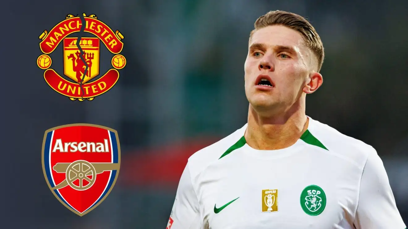 Gyokeres 'rejects' Man Utd to complete 'dream' Arsenal transfer 1 Viktor Gyokeres with a damaged Guy Utd badge and also a non-damaged Collection badge