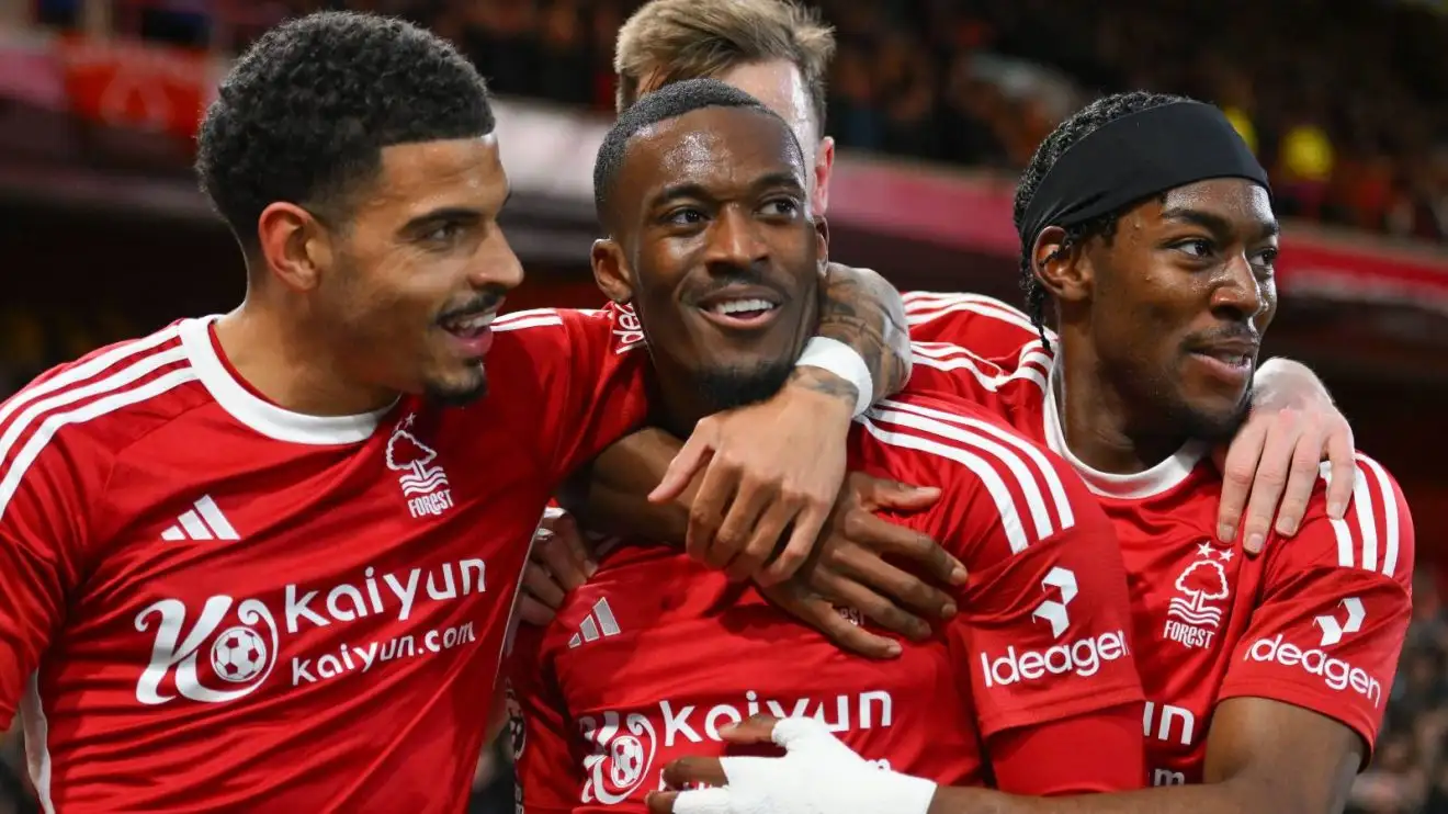 Forest reject £45m Elanga bid with Newcastle ready to walk away 1 Anthony Elanga celebrates with Morgan Gibbs-White and also Callum Hudson-Odoi of Nottingham Timberland