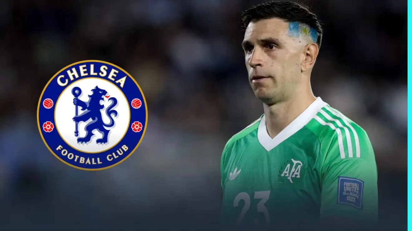 Chelsea 'offered' £45m Man Utd target 1 Aston Villa goalkeeper Emiliano Martinez with the Chelsea badge