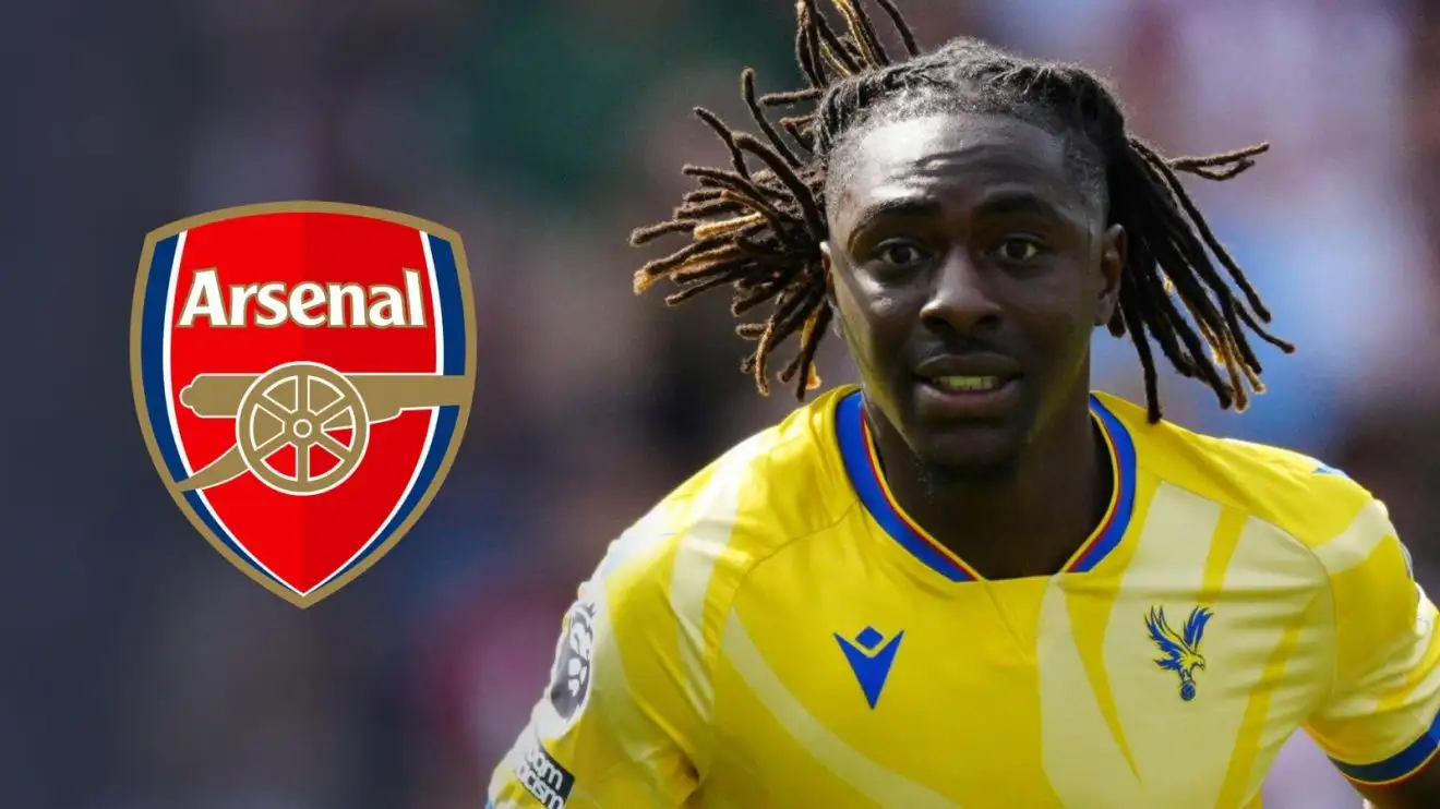 Arsenal target Eze 'happy' at Palace with release clause 'expiring in two weeks' 1 Arsenal badge, Eberechi Eze