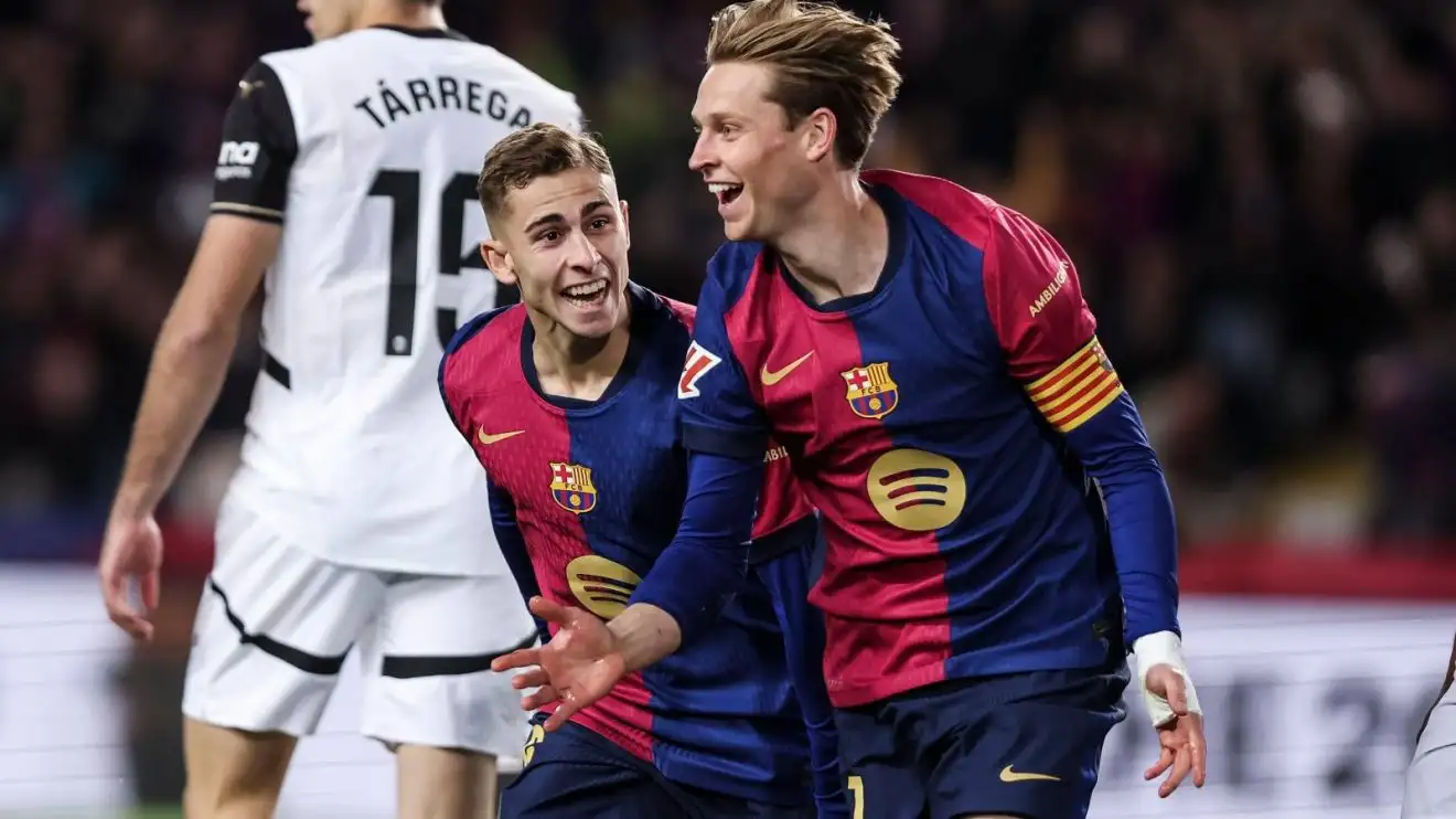 Man Utd 'willing to pay a fortune' for Barcelona star 1 Man Utd-connected Barcelona midfielders Frenkie de Jong and Fermin Lopez rejoice a semblance