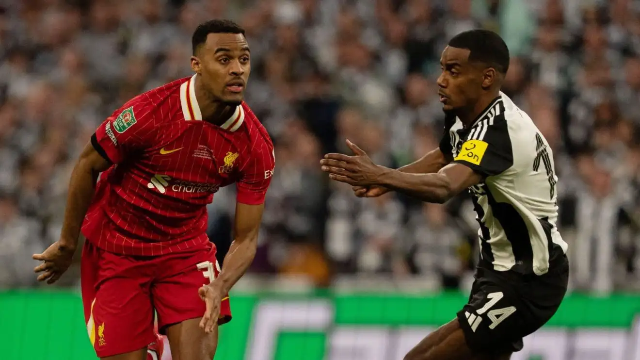 Liverpool reveal 'wildcard' solution for centre-half problem 1 Liverpool midfielder Ryan Gravenberch shots to dribble past Newcastle forward Alexander Isak