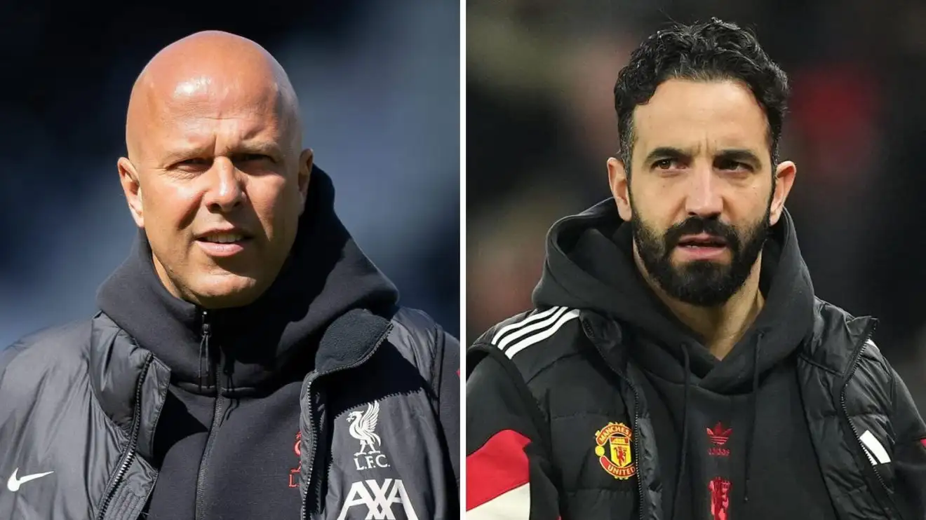 Liverpool and Manchester United head coaches Arne Slot and Ruben Amorim