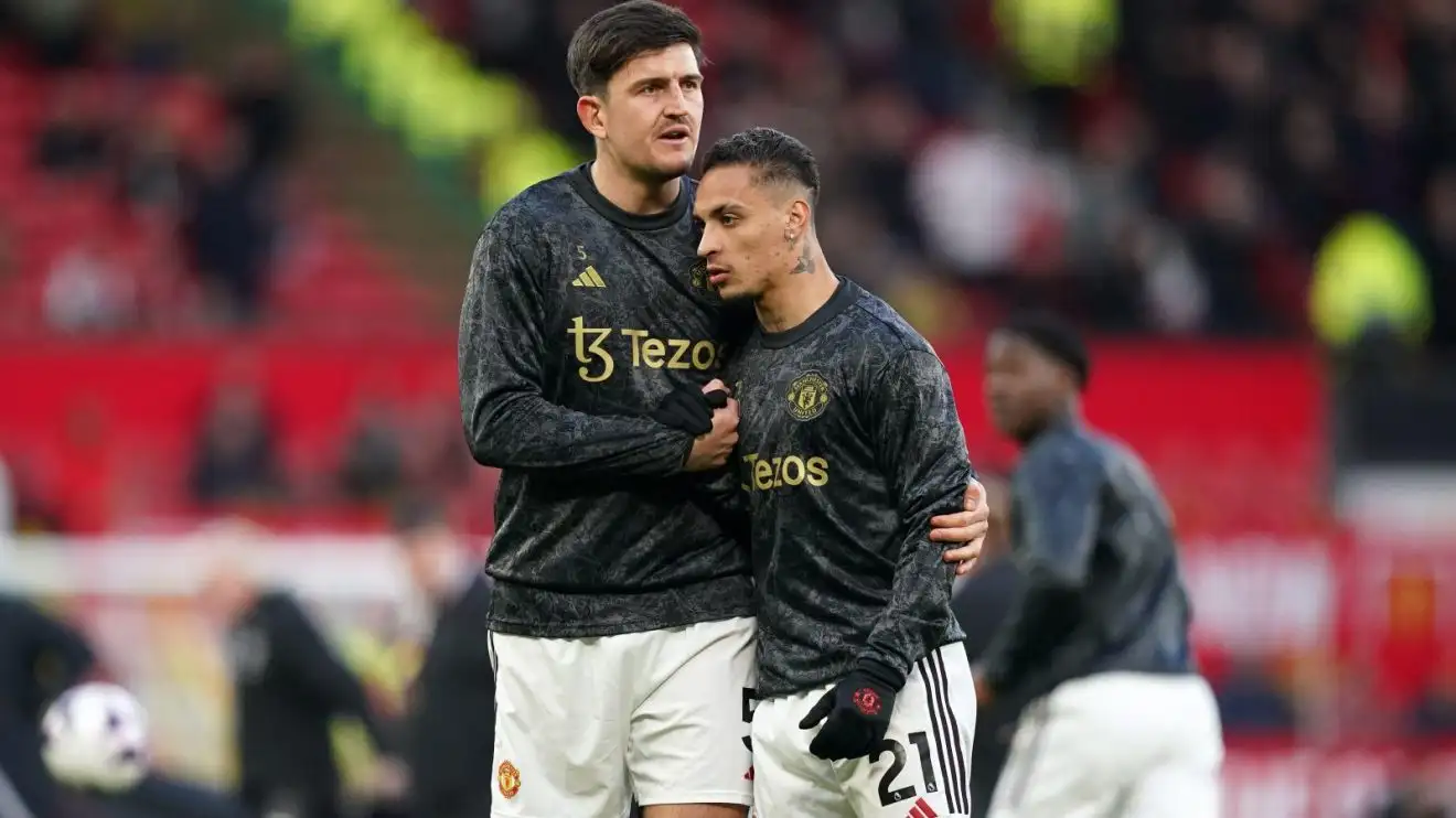 Man Utd 'accept bid' for £80m flop as Romano casts doubt over key transfer 1 Male Utd players Antony as well as Harry Maguire during a bright-upward