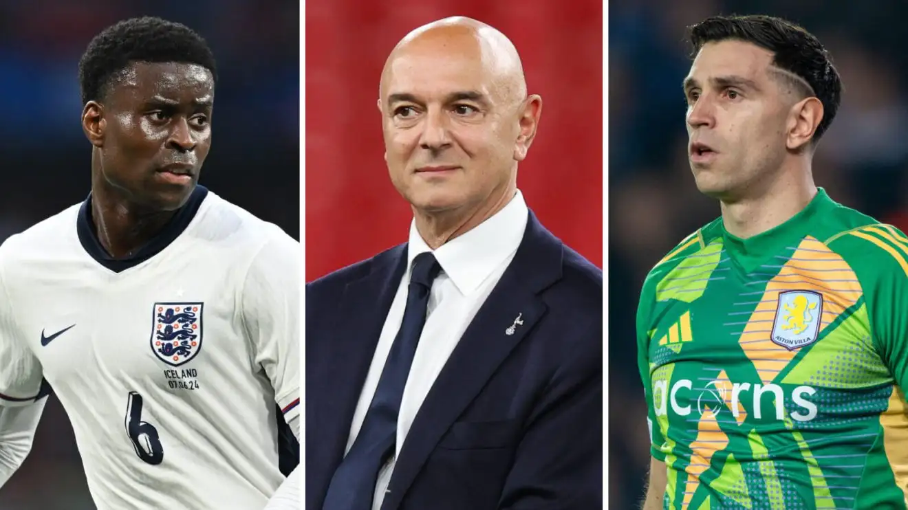 Daniel Levy 'horrific' at Spurs actually! 1 Marc Guehi, Daniel Levy and Emi Martinez.