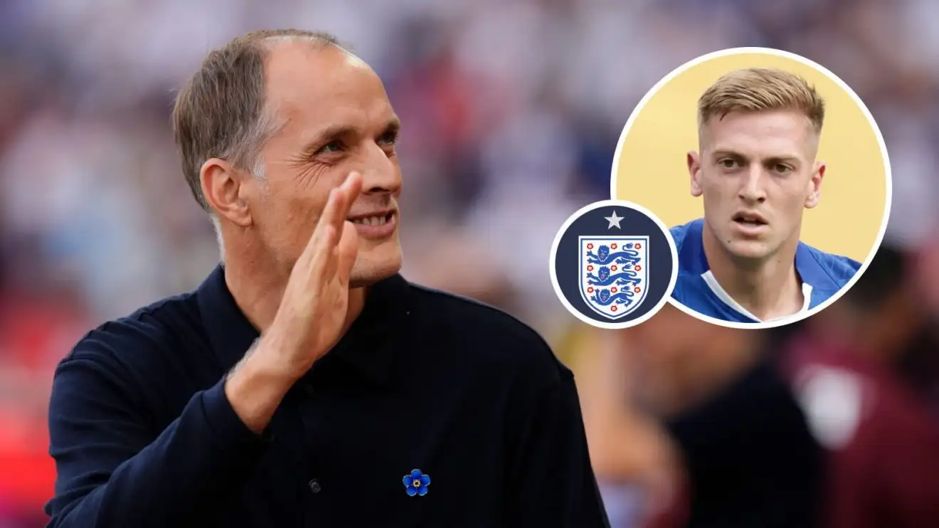 England to play 4-4-f***ing-2 at World Cup as long throw-ins brings football hm 1 Thomas Tuchel, Liam Delap, England badge