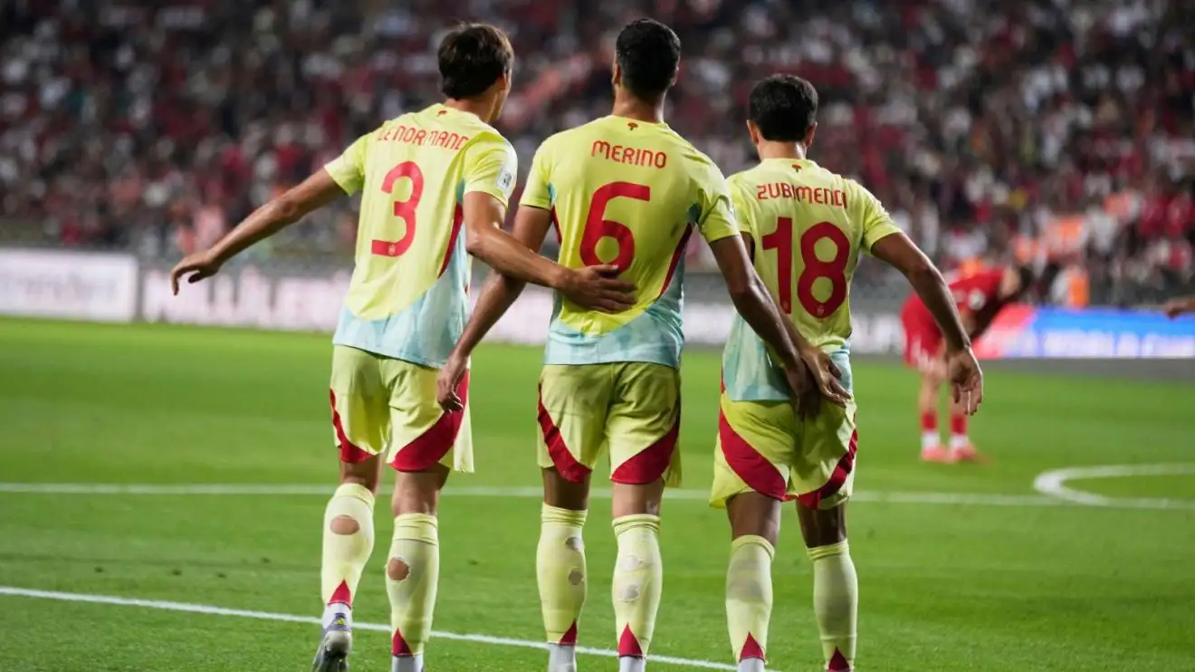 Arteta has made £30m midfielder 'world-class' as Spain 'owe one to' Arsenal manager 1 Conglomeration midfielder Mikel Merino celebrates via his Spain crew-buddies