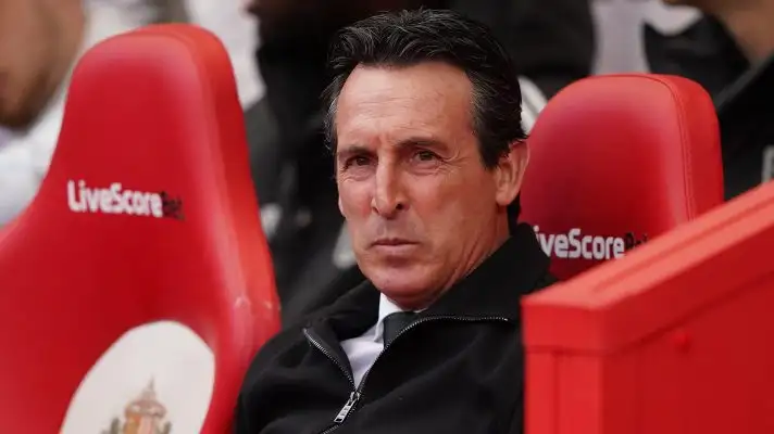 Unai Emery in the Aston Villa dugout at Sunderland
