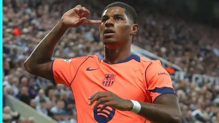 Marcus Rashford celebrates against Newcastle