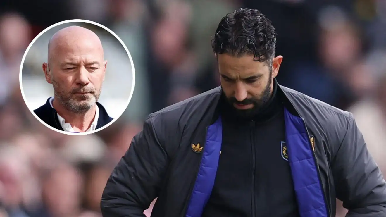 Man Utd manager Amorim uses 'alarming' tactics that will 'be his downfall' - Shearer 1 Ruben Amorim gazing dejected v Brentford through Alan Shearer in a circle