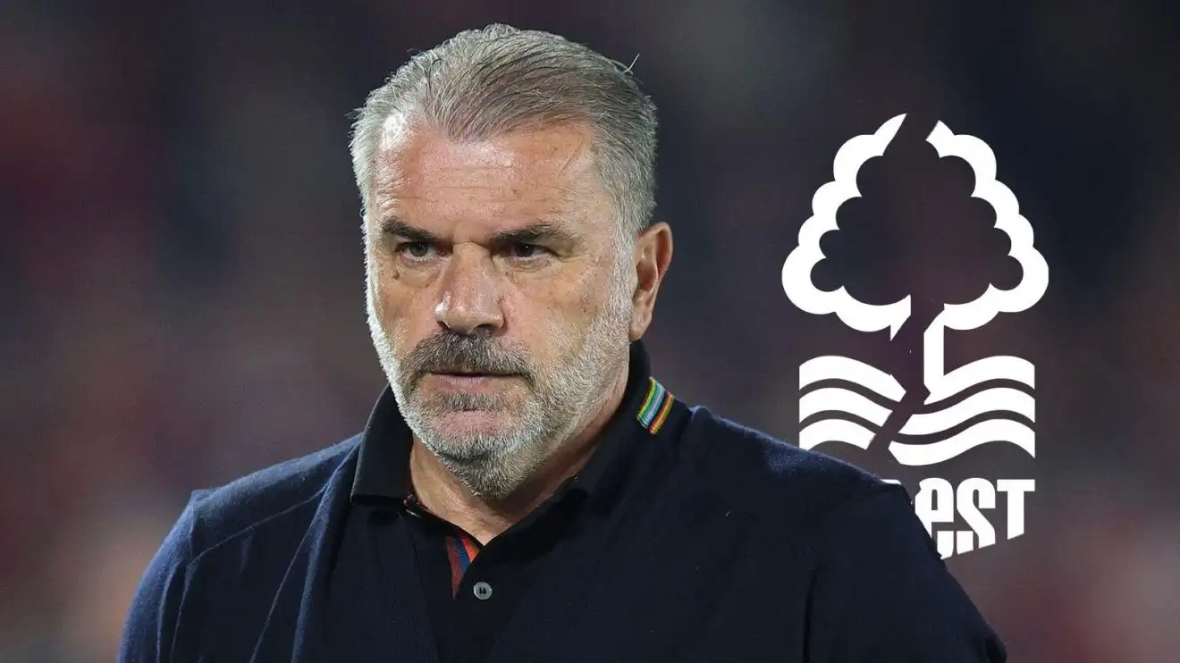 Forest 'Plan A' rejected 'approach' to replace Nuno for one key reason as 'clause' opens door 1 Ange Postecoglou doning a chipped Nottingham Timberland badge