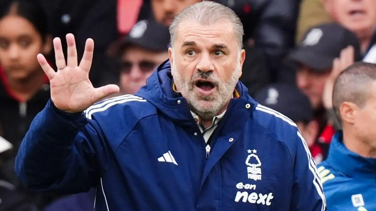 Ange Postecoglou waves goodbye to Nottingham Forest.