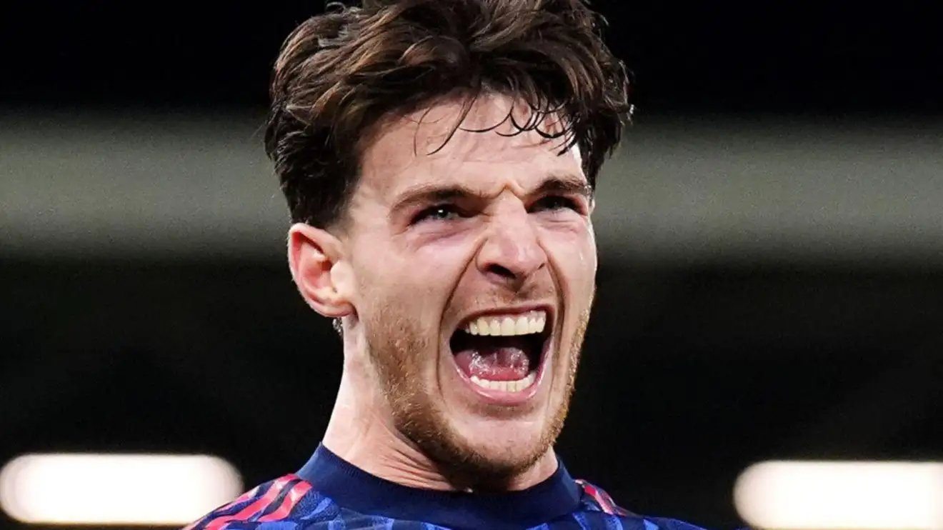 Arsenal midfielder Declan Rice celebrates