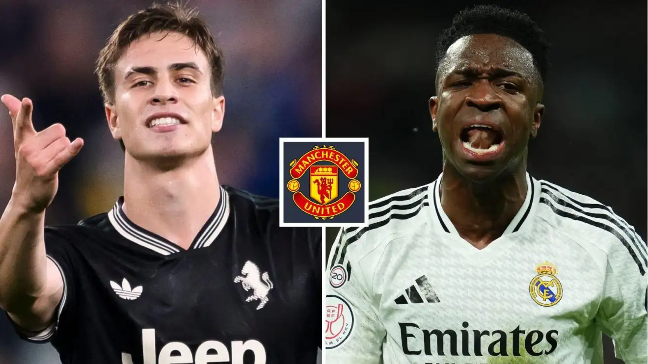 Man Utd can land Vinicius Jr after Real Madrid make transfer sacrifice for £100m star 1 Kenan Yildiz (Juventus) and Vinicius Junior (Real Madrid) with the Individual Utd badge
