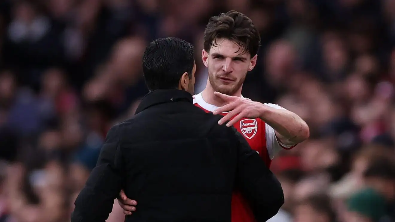 Declan Rice with Mikel Arteta