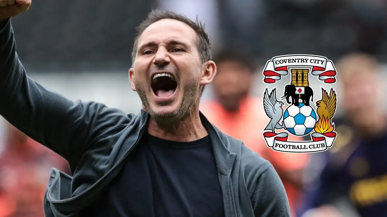 Why are Frank Lampard's Coventry City so good this season? 1 Frank Lampard along with the Coventry City badge
