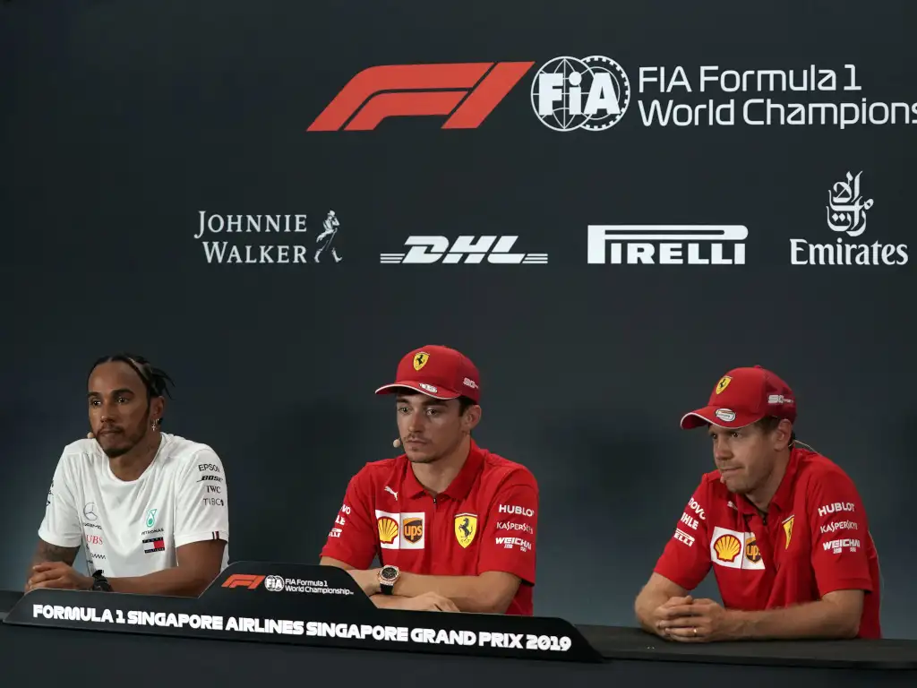 Lewis Hamilton Charles Leclerc Sebastian Vettel press conference