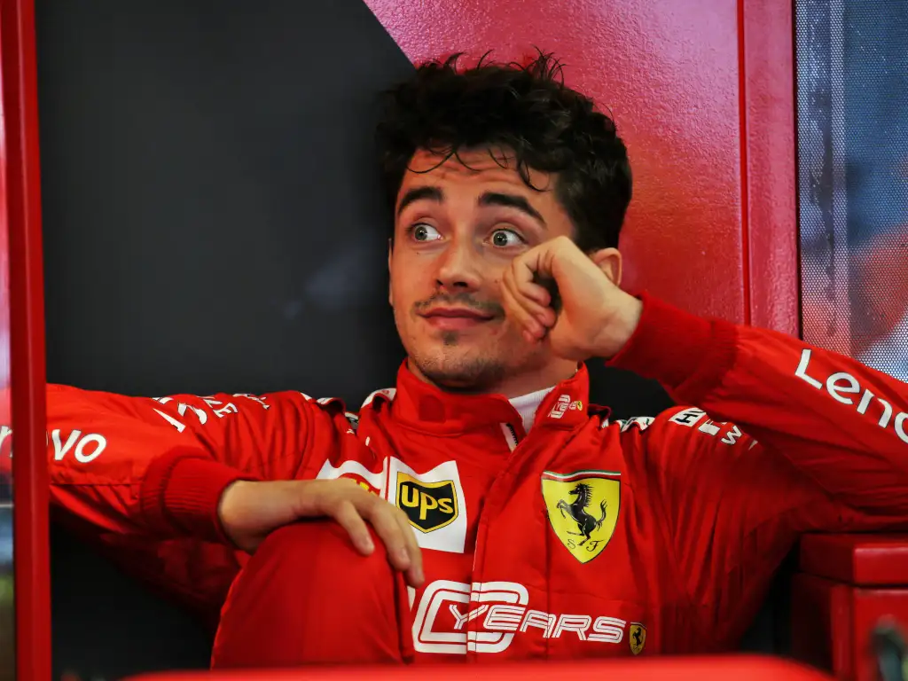 Charles Leclerc in the Ferrari garage