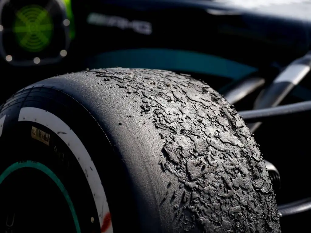Lewis Hamilton Mercedes blistered tyre